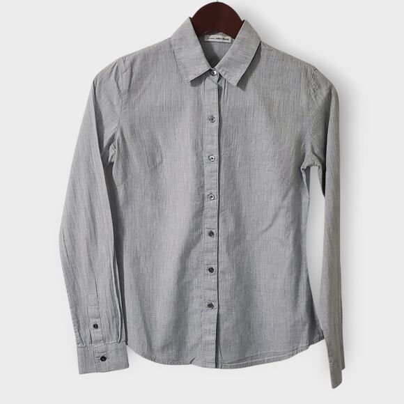 Standard James Perse Womens Blue Button Up Shirt Sz 0 Career Capsule Office - Picture 1 of 11